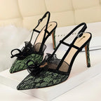 Lace Hollow Pumps Stilettos - Piña Colada