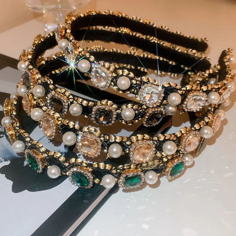 Pearl & Rhinestone Headband - Piña Colada