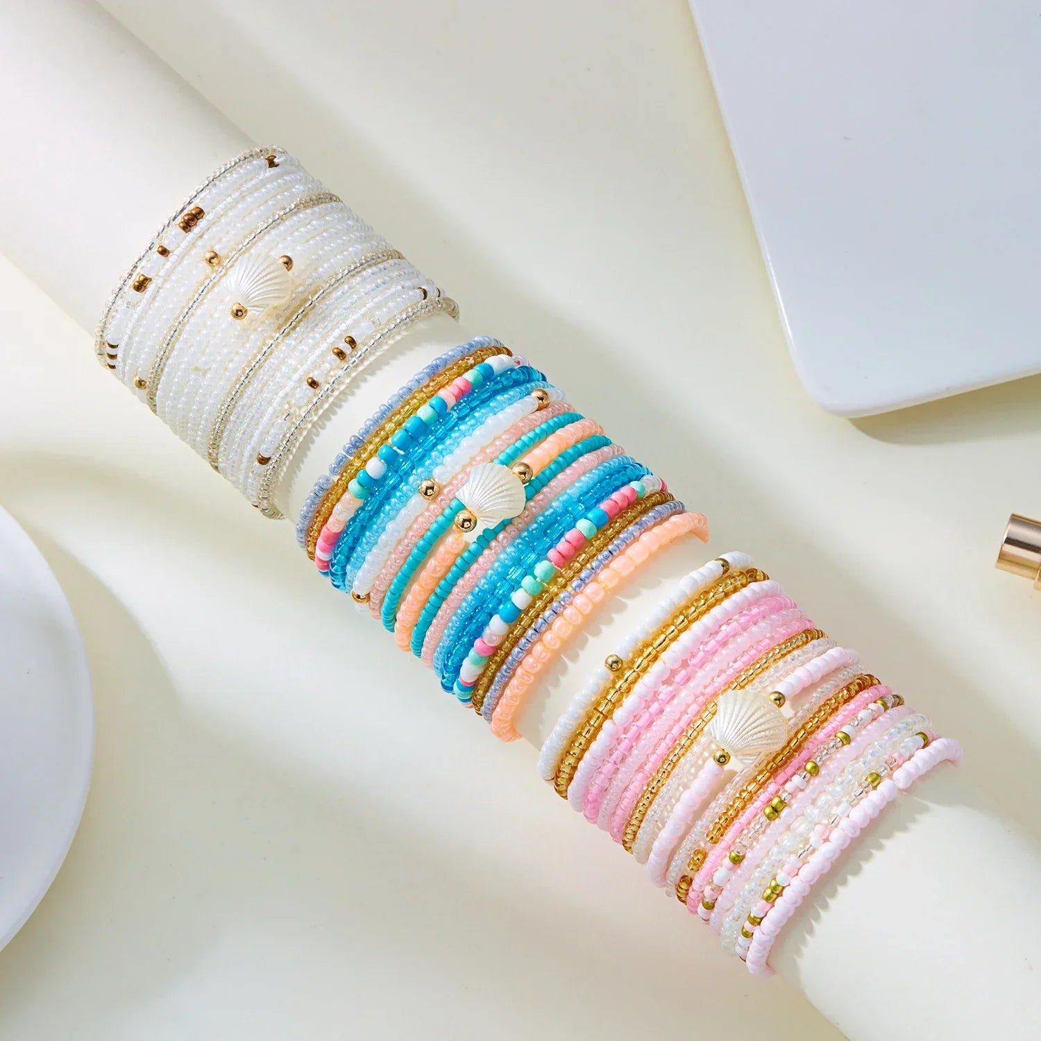 Bohemian Colorful Beaded Bracelets Set - Piña Colada
