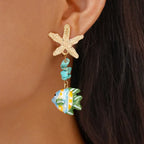 Colorful Fish Drop Earrings - Piña Colada