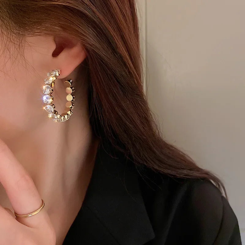 Hoop Earrings Zircon Crystal - Piña Colada