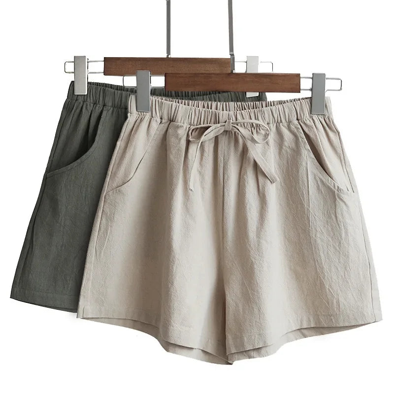Summer Women Cotton Linen Shorts - Piña Colada