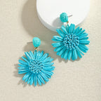 Boho Handmade Rattan Drop Earrings Flower - Piña Colada