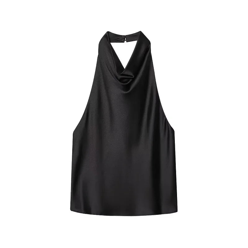 Satin Backless Camisole – Elegant Summer Essential - Piña Colada