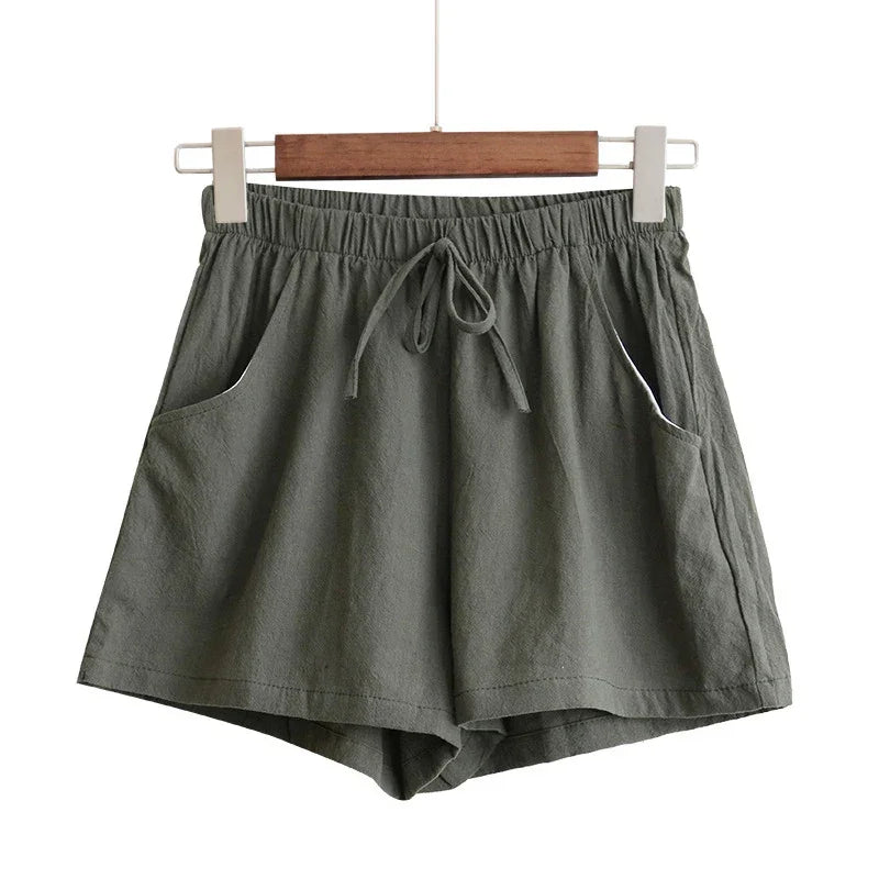 Summer Women Cotton Linen Shorts - Piña Colada