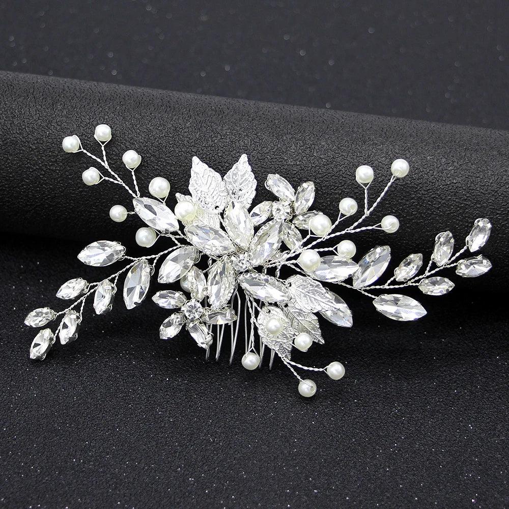 Crystal Pearl Hair Comb Clip - Piña Colada