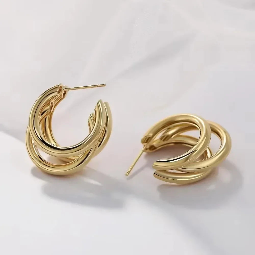 Chunky Stainless Steel Hoop Earrings - Piña Colada