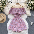 Floral Jumpsuits Shorts - Piña Colada