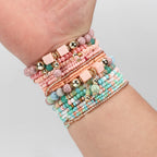 Bohemian Multicolor Stackable Beaded Bracelets - Piña Colada