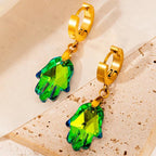 Colorful Crystal Star & Palm Drop Earrings - Piña Colada