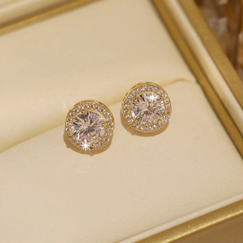 Crystal Zircon Stud Earrings - Piña Colada