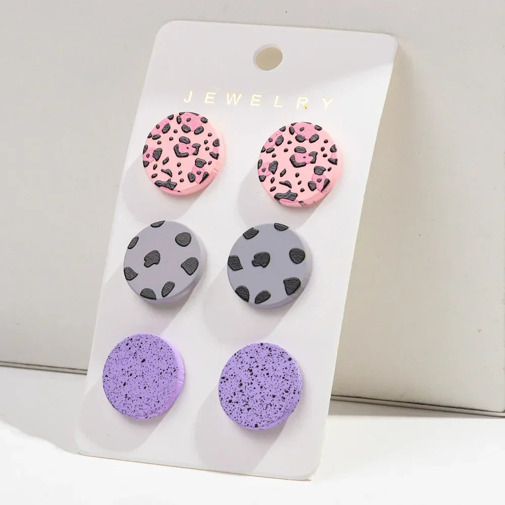 3Pairs/set Colorful Acrylic Earrings - Piña Colada