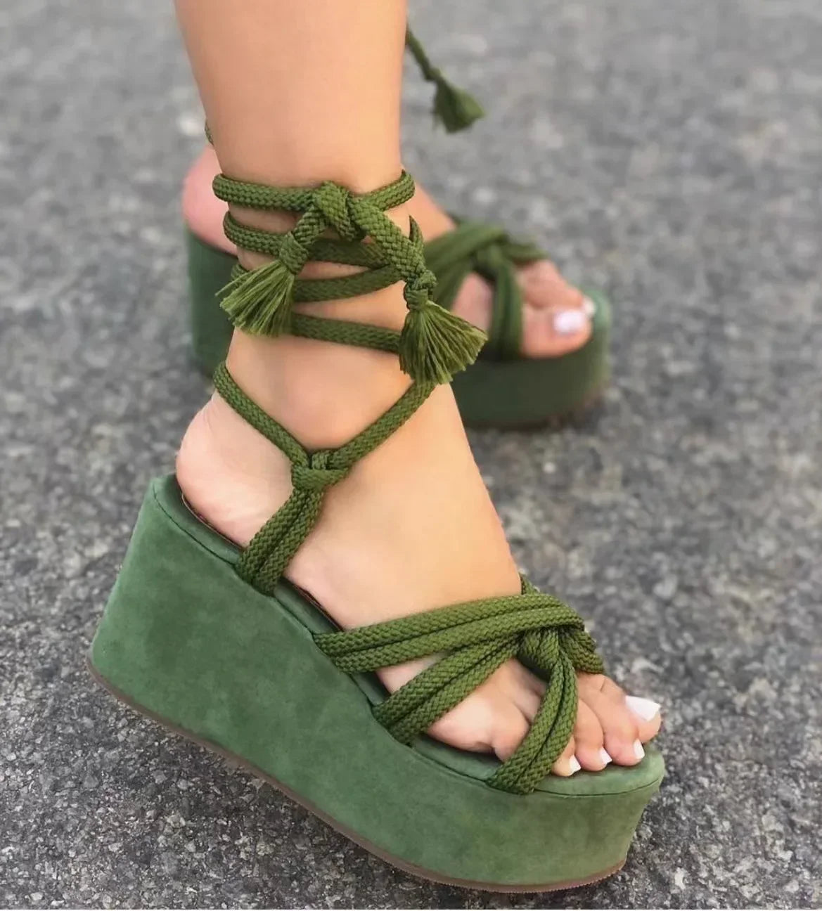 Platform Wedge Strappy Sandals - Piña Colada
