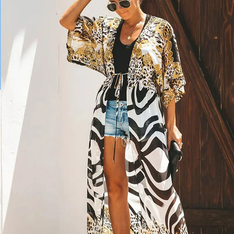 Bikini Cover Up Chiffon Kimono - Piña Colada