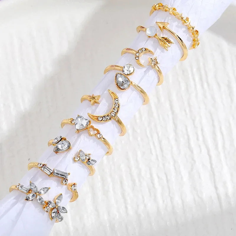 9Pcs/Set Vintage Gold Rings Set - Piña Colada