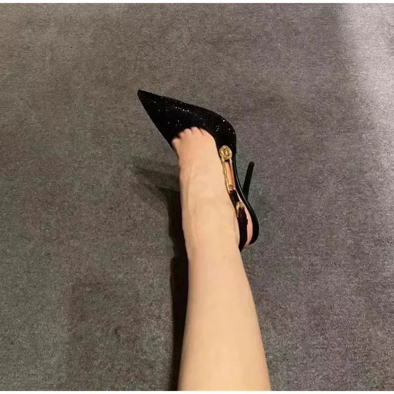 Satin Slingback Heels – Elegant 9.6cm Pointed Toe Pumps - Piña Colada