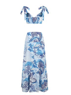 Hand-Painted Oversized 2-Piece Set – Backless Crop Top & Flowing Skirt - Piña Colada