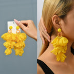 Lace Flower Cotton Drop Earrings - Piña Colada