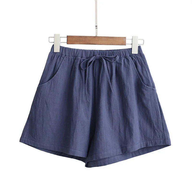 Summer Women Cotton Linen Shorts - Piña Colada