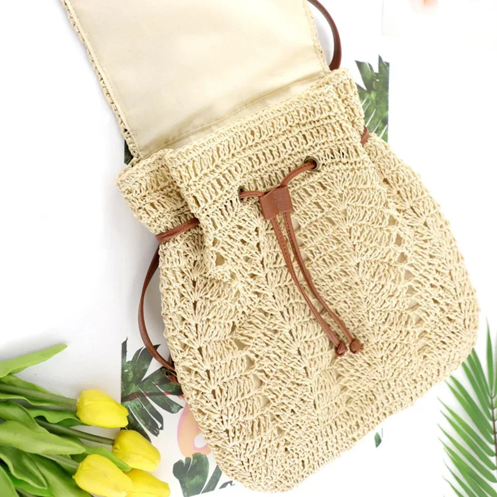 Women Straw Backpack Handmade - Piña Colada