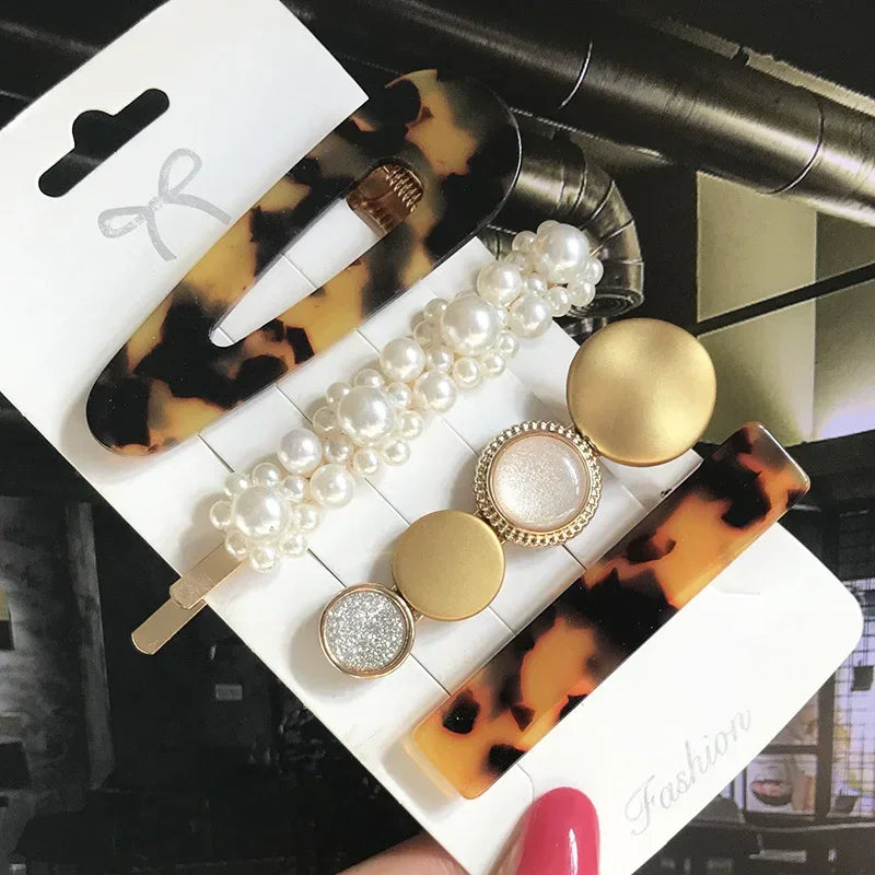 3/4pcs Set Pearl Hair Clip - Piña Colada