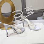 Fashion Snake Twine Around Crystal Women Sandals - Piña Colada
