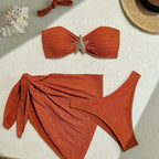 3-Piece Leopard Mesh Bikini Set – Starfish Charm & Bandeau Top - Piña Colada