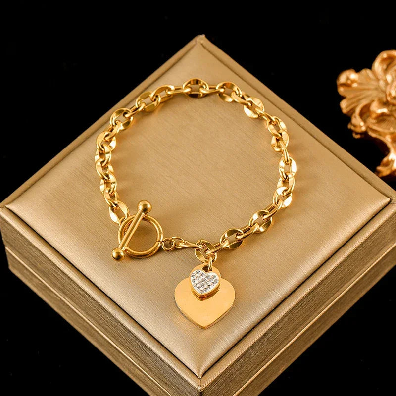 Stainless Steel Starfish & Moon Charm Bracelet - Piña Colada