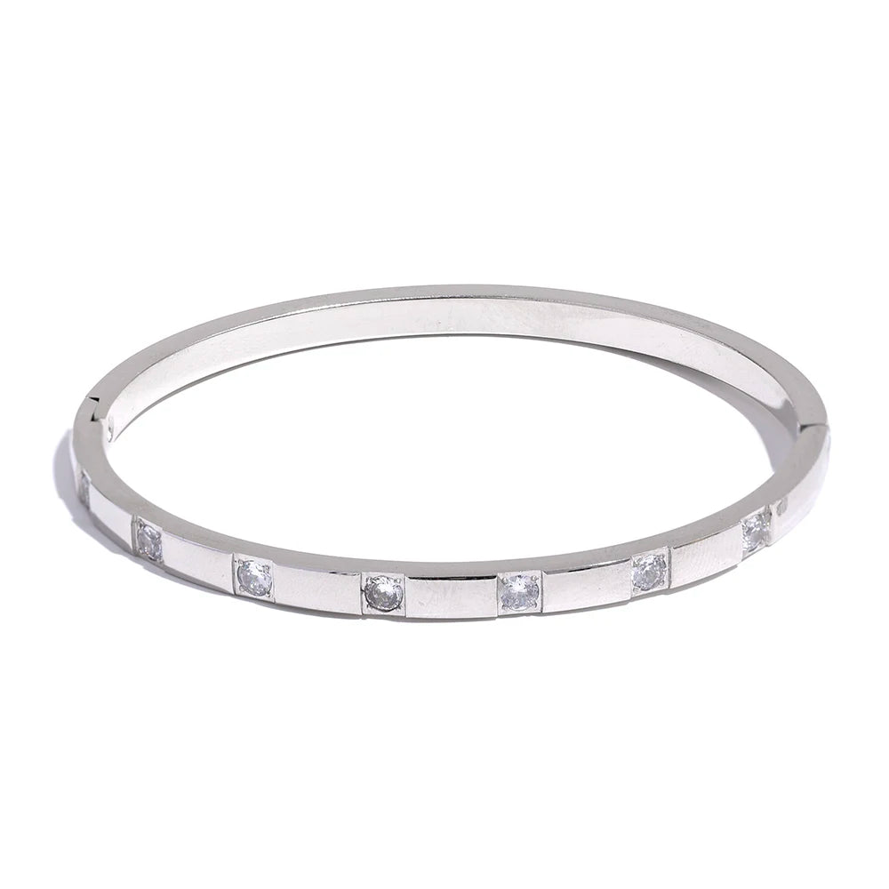 Zirconia Stainless Steel Wrist Bangle