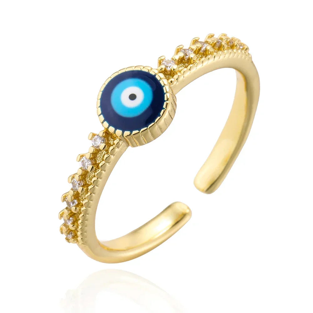 Hollowed out Evil Eye Ring - Piña Colada