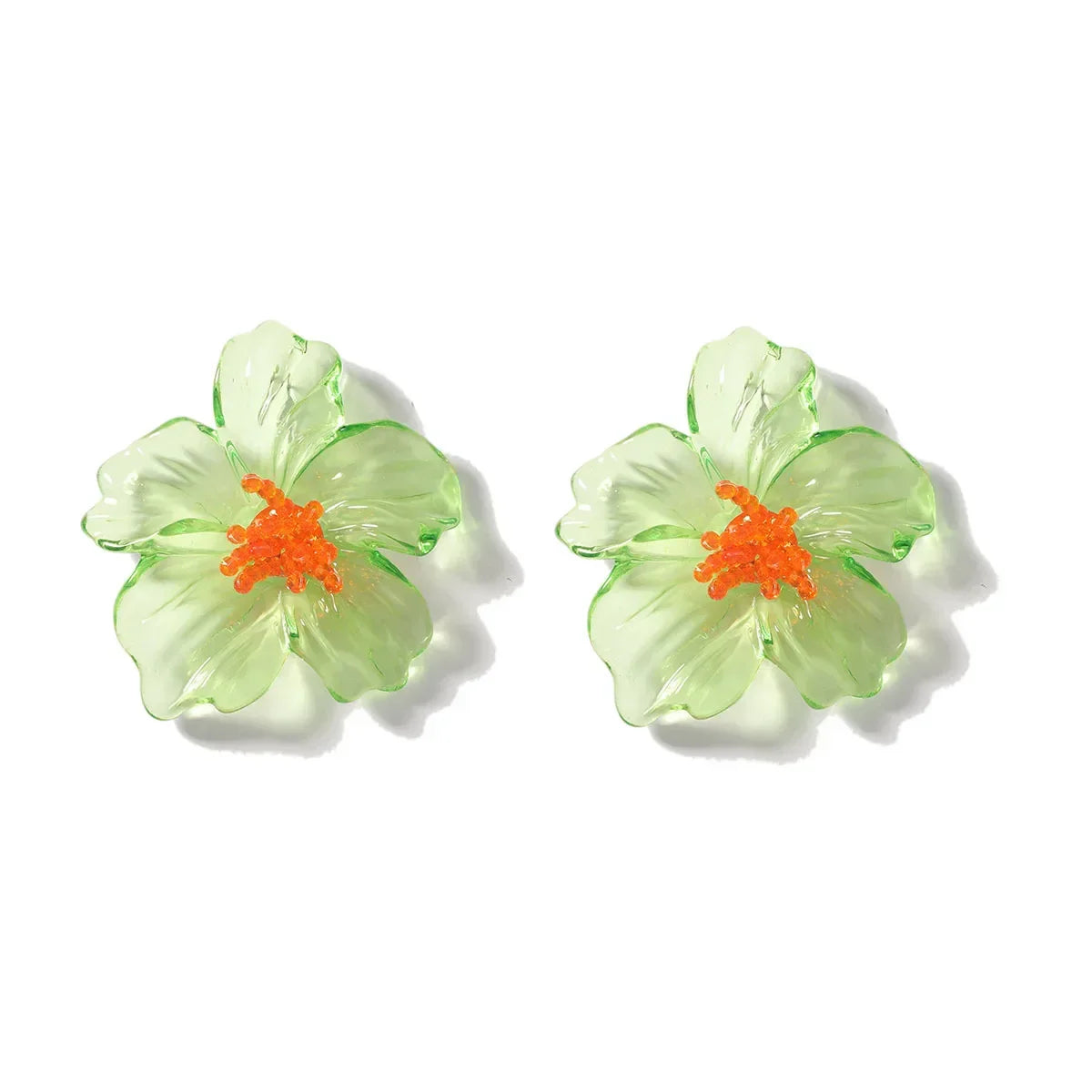 Classic Acrylic Leaf Stud Earrings - Piña Colada