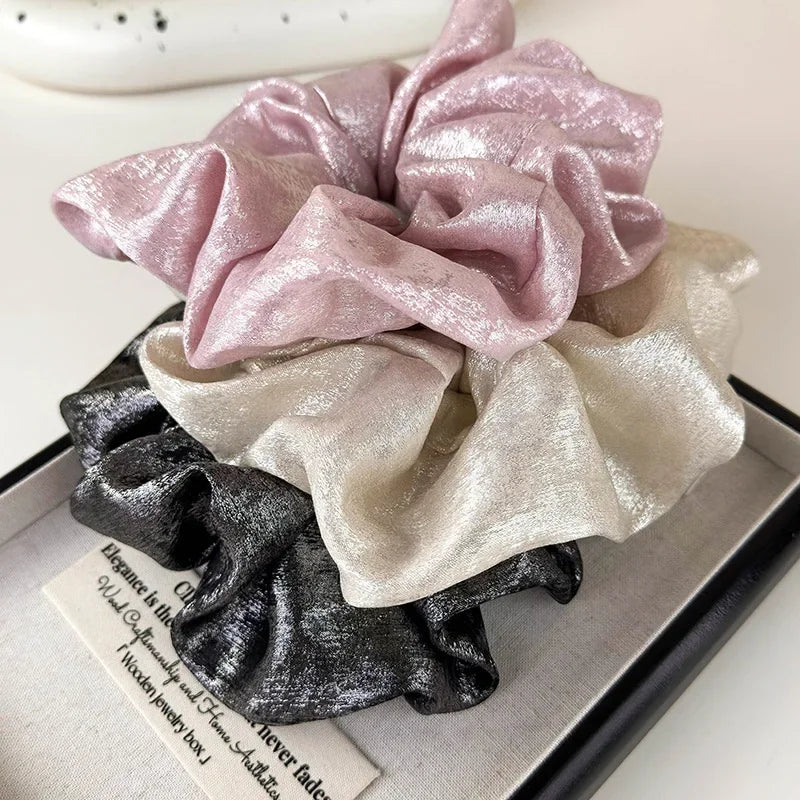Oversized Glossy Silk Scrunchies - Piña Colada