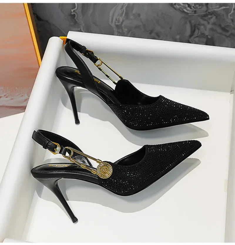 Satin Slingback Heels – Elegant 9.6cm Pointed Toe Pumps - Piña Colada
