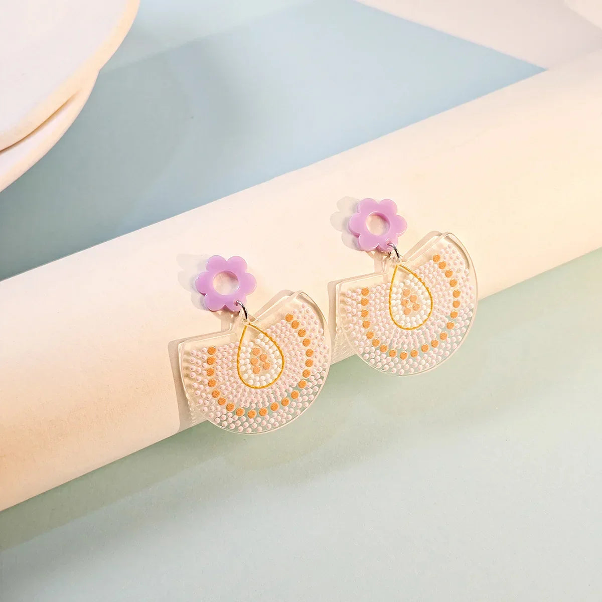 Boho Colorful Acrylic Charm Earrings - Piña Colada