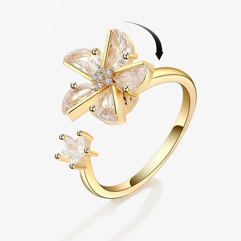 Spinner Ring Crystal Flower - Piña Colada