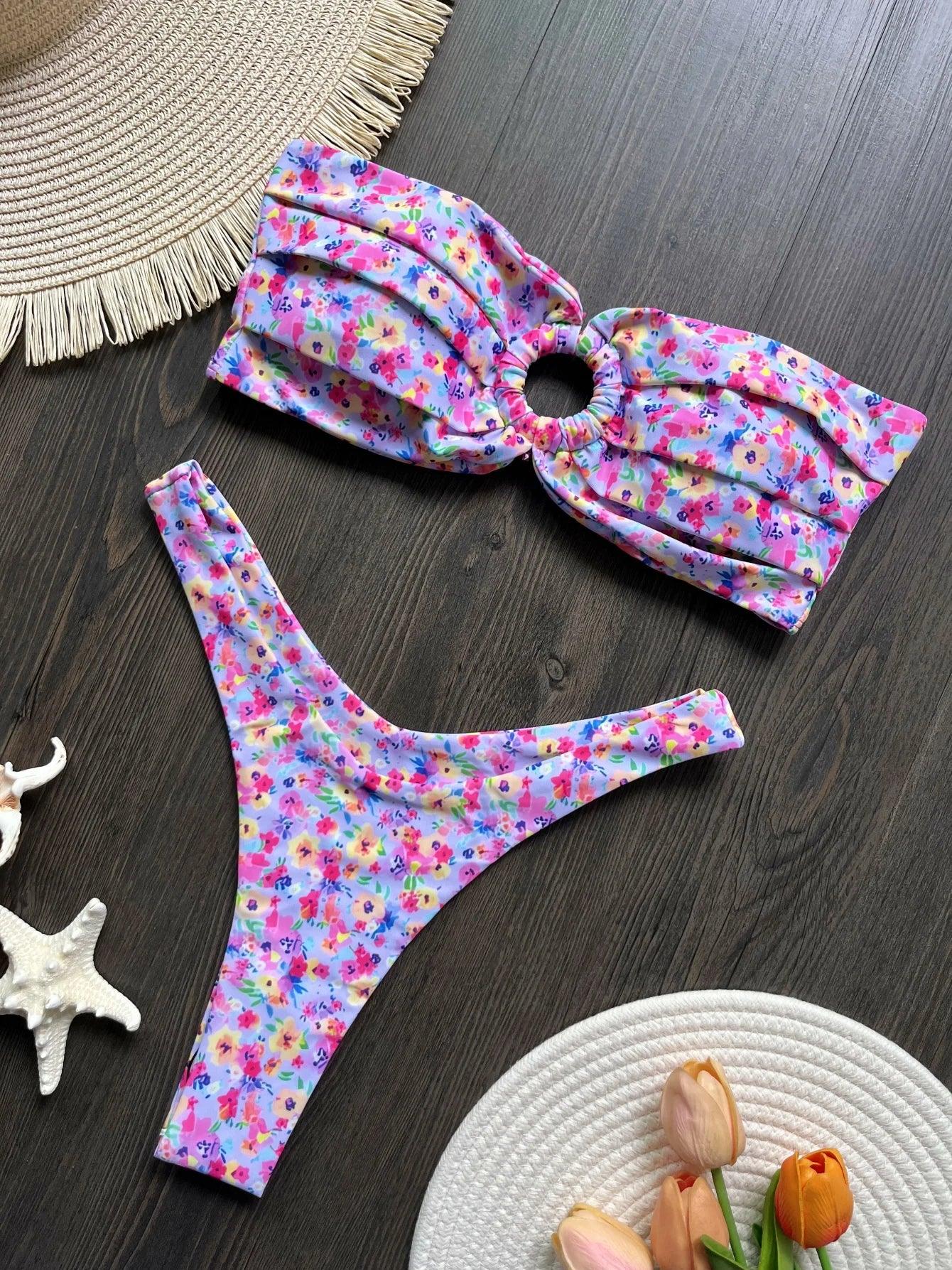Floral Printed Bikini - Piña Colada