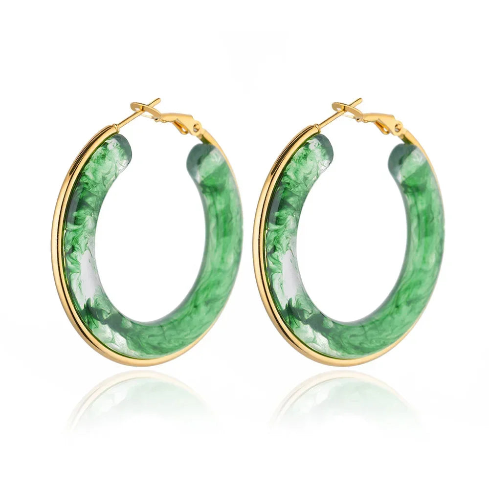 Trendy Acrylic Hoop Earrings - Piña Colada