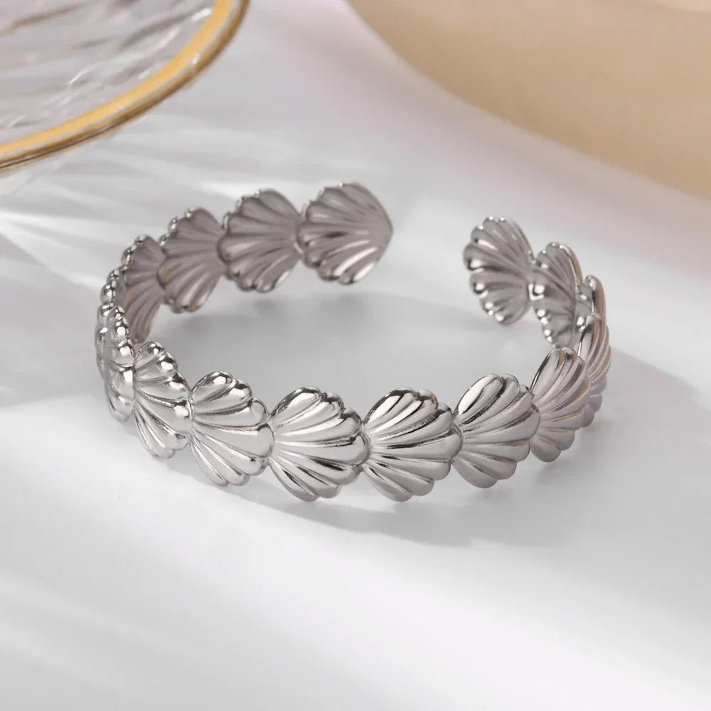 Stainless Steel Wide Bangles - Piña Colada