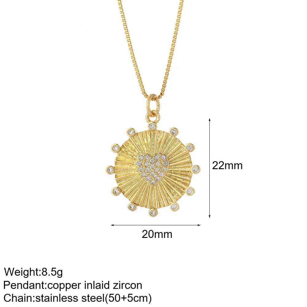 Gold Pendant Long Stainless Steel Chains - Piña Colada