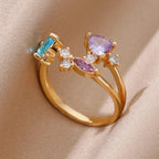 Rings Gold Plated Colorful Stone - Piña Colada