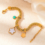 Thick Stainless Steel Star Flower Pendant Bracelet - Piña Colada
