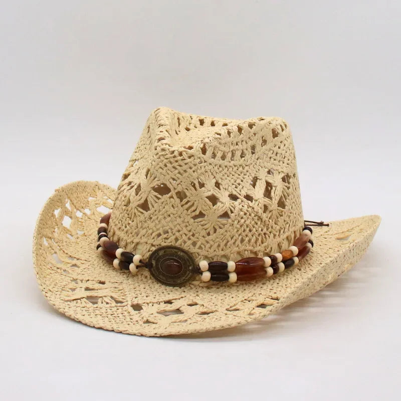 Summer Bohemian Shell Straw Hat - Piña Colada
