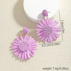 Boho Handmade Rattan Drop Earrings Flower - Piña Colada