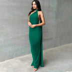 One Shoulder Backless Adjustable Scarf Maxi Dress - Piña Colada