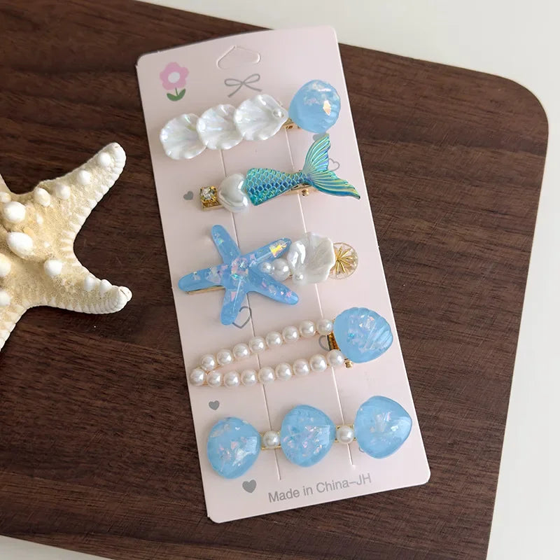 Mermaid Starfish Shell Hairpins - Piña Colada