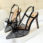 Lace Hollow Pumps Stilettos - Piña Colada