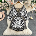 Lace-up Deep V-neck Jumpsuit Women's Summer - Piña Colada