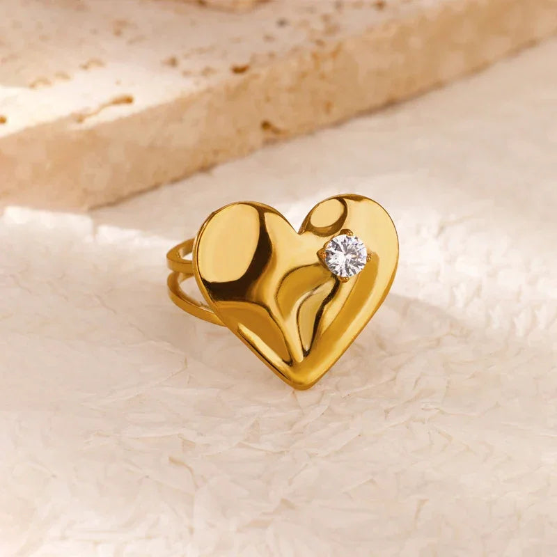 Gradient Zircon 18K Gold-Plated Open Ring - Piña Colada