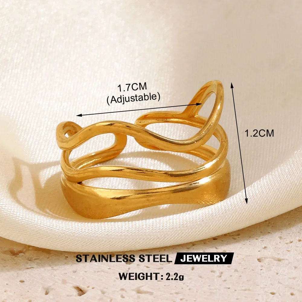 Gold Color Stainless Steel Heart Ring - Piña Colada