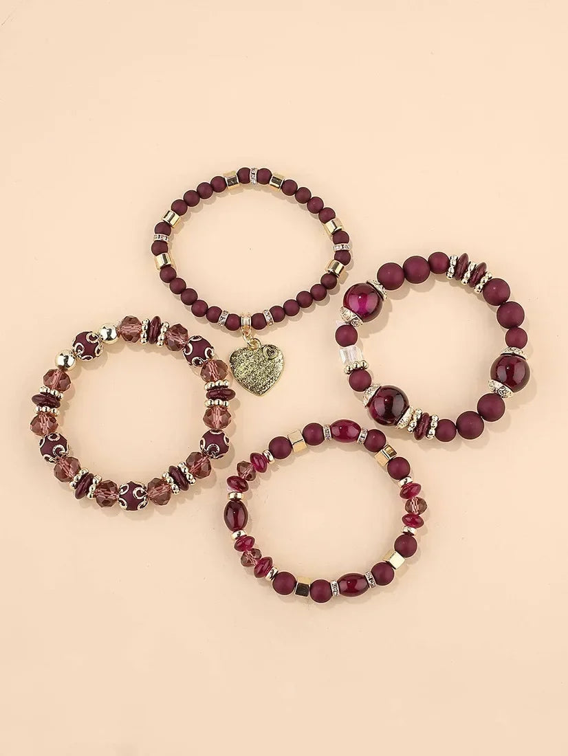 Boho Acrylic Beads Bracelet Set - Piña Colada